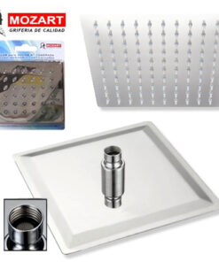 MOZART 8994 BAÑO FLOR METALICA ANTICALCAREO CUADRADA 8"