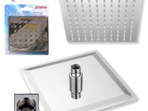MOZART 8994 BAÑO FLOR METALICA ANTICALCAREO CUADRADA 8"
